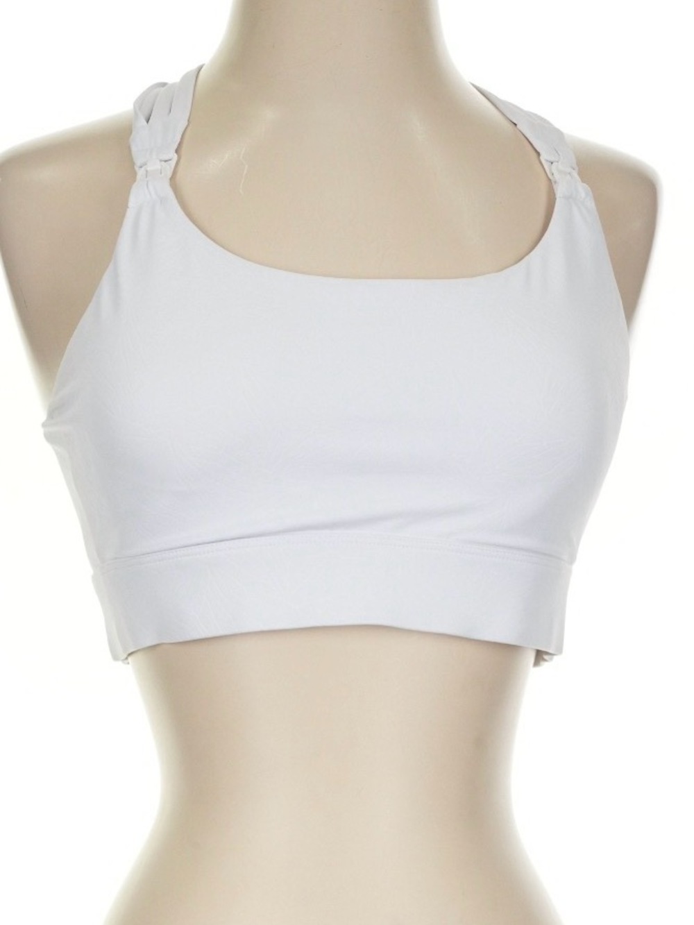 Sweat & Milk Nursing or Pumping Comfort Stretch White Sports Bra Braided Strap